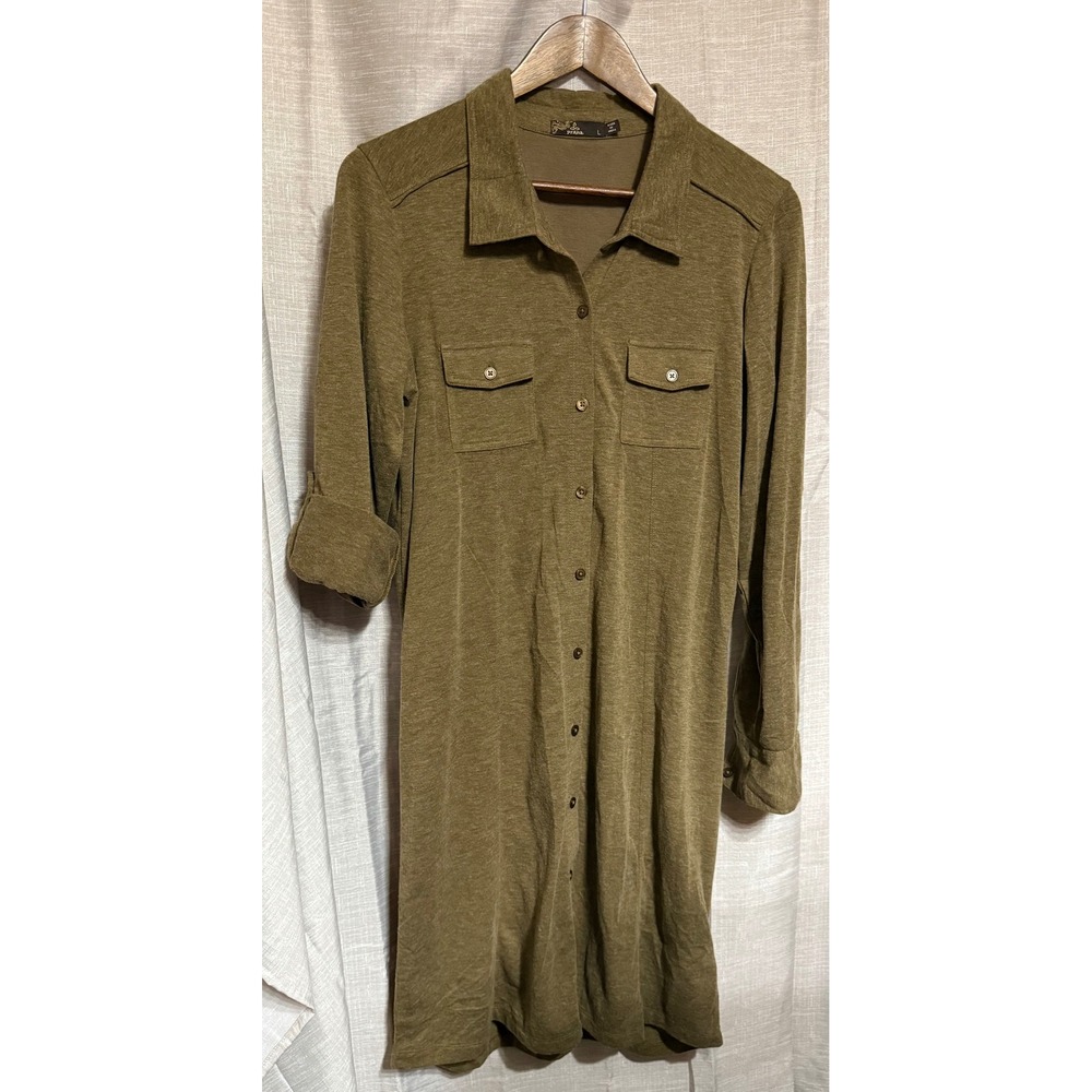 NWOT Prana Women's Besha Long Sleeve Shirt Dress Heather Brown Size L Wool Blend